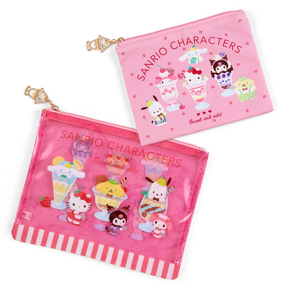 Sanrio Characters Flat Pouch Set Of 2 - Sanrio Parfait (Japan) 253774- Japan Figure Store - #1 Bring To You The Best Japanese Goods