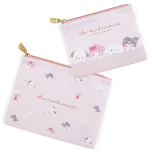SANRIO Flat Pouch Set 2 Pcs SANRIO Characters Chill Time Design- Japan Figure Store - #1 Bring To You The Best Japanese Goods