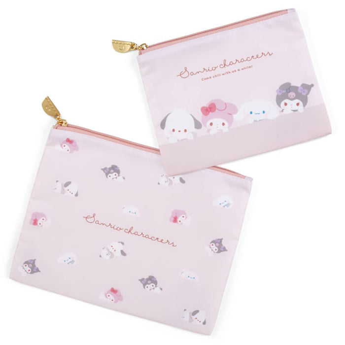 SANRIO Flat Pouch Set 2 Pcs SANRIO Characters Chill Time Design- Japan Figure Store - #1 Bring To You The Best Japanese Goods