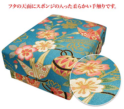Kyoto Raku Sewing Box W/ Hook Floral Crepe Light Blue Japan- Japan Figure Store - #1 Bring To You The Best Japanese Goods