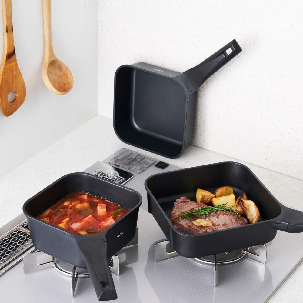 Doshisha Japan 16X8Cm Black Deep Square Frying Pan Sutto- Japan Figure Store - #1 Bring To You The Best Japanese Goods