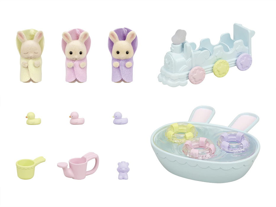 Epoch Sylvanian Families Doll & Furniture Bath Set Milk Rabbit Mitsugo-Chan Age 3 and Up- Japan Figure Store - #1 Bring To You The Best Japanese Goods