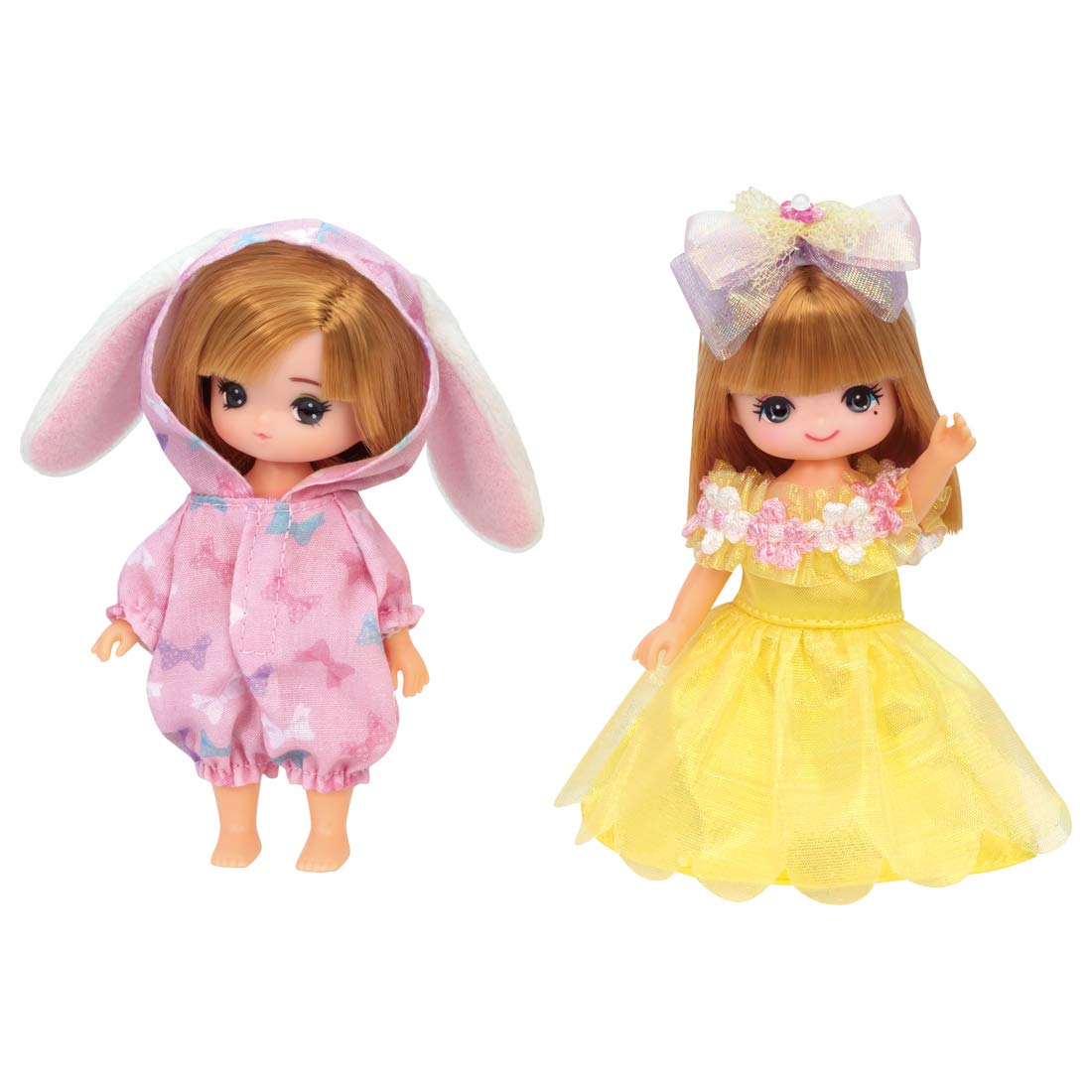 TAKARA TOMY Licca Doll Miki-Chan And Maki-Chan Dress Set, Rabbit Pajamas And Flower Dress- Japan Figure Store - #1 Bring To You The Best Japanese Goods