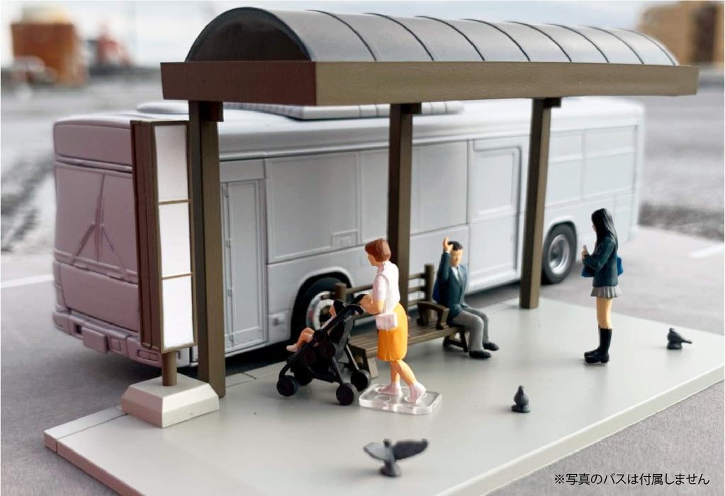 Tomytec Geocolle 64 Car Snap 05A Bus Stop Set with PVC Dolls - Completed Product 312369- Japan Figure Store - #1 Bring To You The Best Japanese Goods