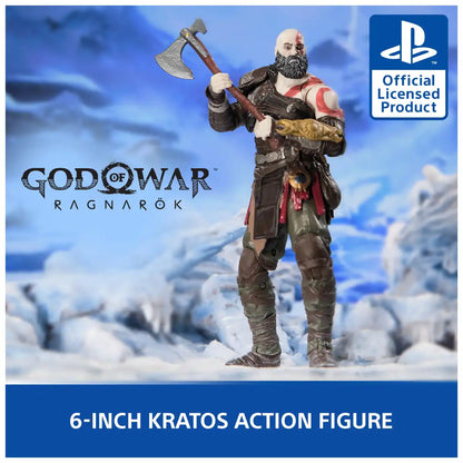 Figurine d'action Kratos de God of War Ragnarok de Playstation, 15 cm, avec accessoires.