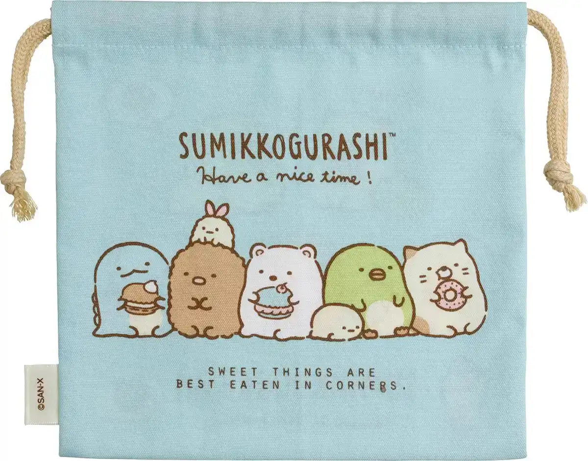 San-X Sumikko Gurashi Blue Drawstring Bag Ca24905 Comfy Travel Accessory- Japan Figure Store - #1 Bring To You The Best Japanese Goods