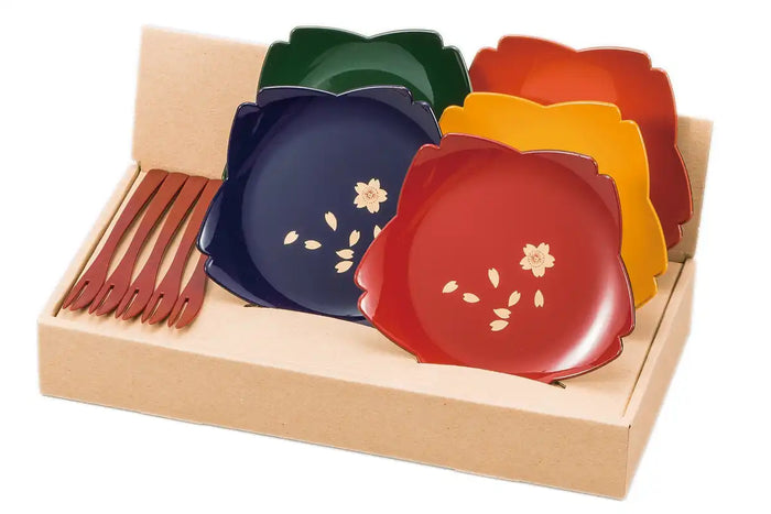 Maeju Lacquerware Sakura Plate & Fork Set - Japan Amj-2P-610- Japan Figure Store - #1 Bring To You The Best Japanese Goods
