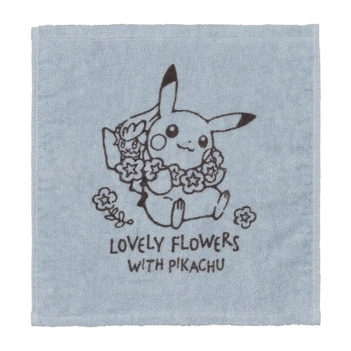 POKEMON CENTER ORIGINAL Hand Towel Lovely Flowers With Pikachu Blue Gray- Japan Figure Store - #1 Bring To You The Best Japanese Goods