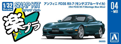 Aoshima 1/32 Rx-7 Montego Blue Plastic Model Kit - Snap Together