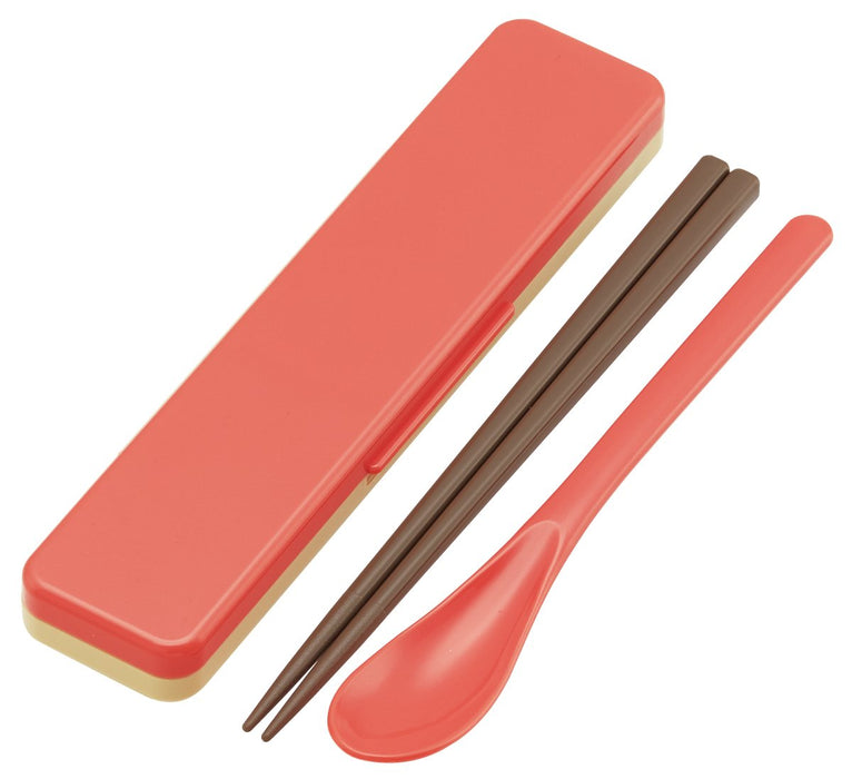 Skater CCS3SA Earth Color Salmon Pink Chopsticks and Spoon Set from Japan- Japan Figure Store - #1 Bring To You The Best Japanese Goods