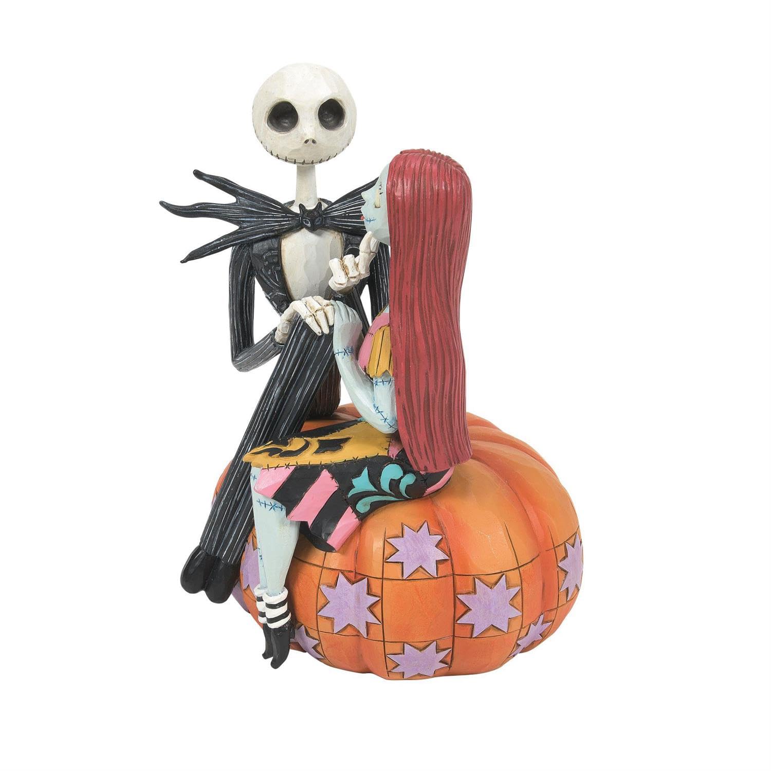 Enesco Disney Traditions Jack and Sally Sitting on Pumpkin Statue 11x12x16.5 Cm