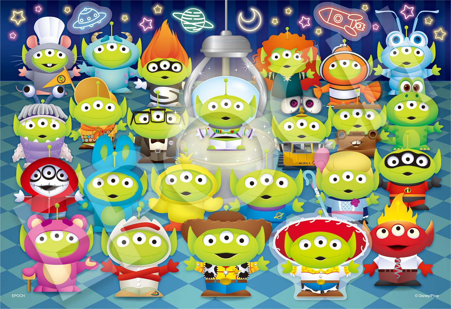 Epoch Disney 300 Piece Puzzle 26x38cm Collage Aliens with Glue and Sticker