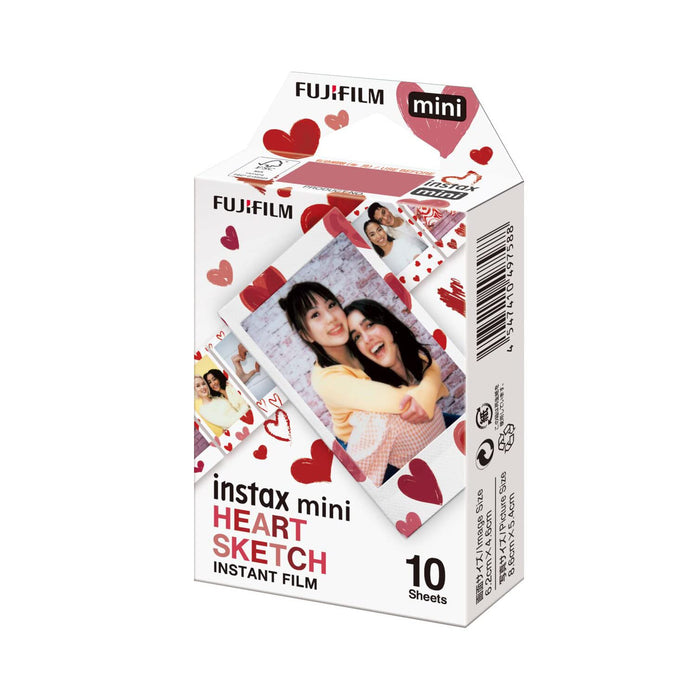 Instax Mini Instant Camera Film 10 Sheets Heart Sketch Design Fujifilm- Japan Figure Store - #1 Bring To You The Best Japanese Goods