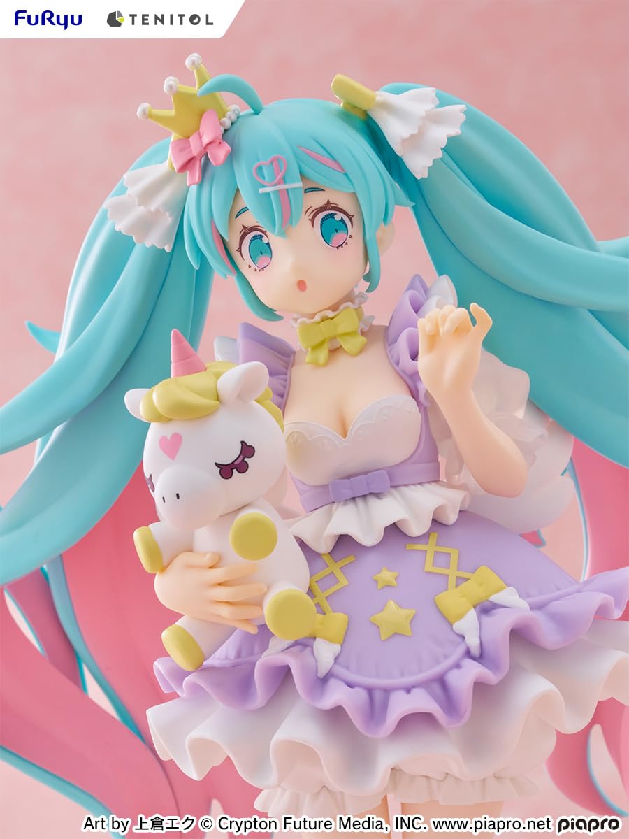 Furyu Tenitol Hatsune Miku Yumekawa Princess Lavender Figure 210mm Tall