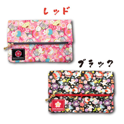 San-X Hatayama Shoji Free Pouch Japanese Pattern Sanrio Characters Black H13 x W20cm- Japan Figure Store - #1 Bring To You The Best Japanese Goods