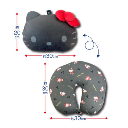 San-X Reversible Neck Pillow Cushion 20x30cm Hello Kitty Design 34201982- Japan Figure Store - #1 Bring To You The Best Japanese Goods