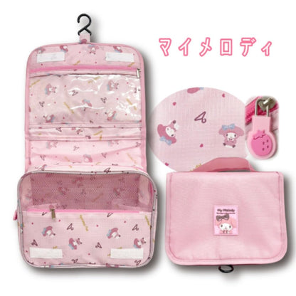 San-X My Melody Hatayama Shoji Travel Pouch with Hook 18.5x22.5x8.5cm- Japan Figure Store - #1 Bring To You The Best Japanese Goods