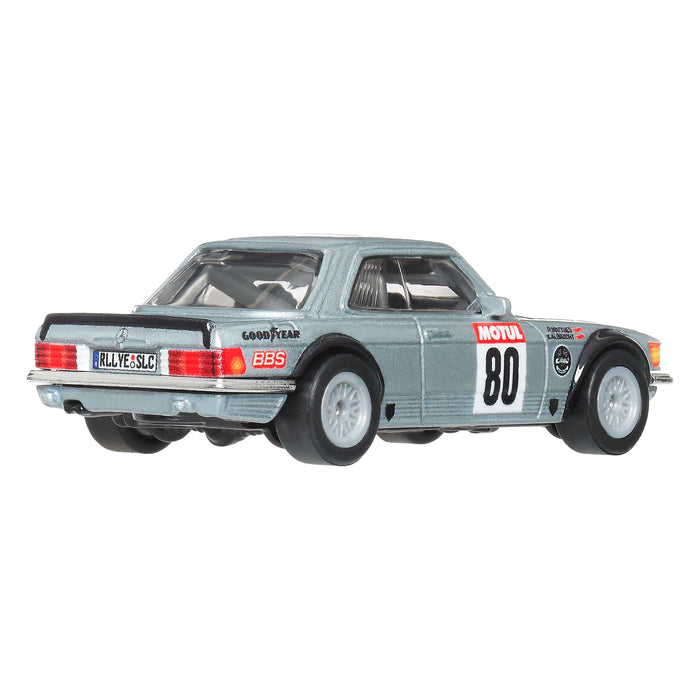 Mattel Hot Wheels Boulevard Mercedes-Benz 500 SLC Rally des années 80, jouet argenté