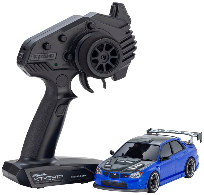 Kyosho Mini-Z AWD Subaru Impreza Aero RC Car Carbon Fiber Bonnet Blue 32653Bl