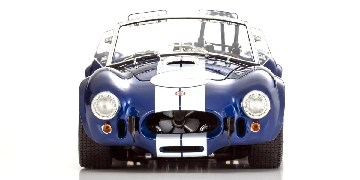 Modèle fini Kyosho Shelby Cobra 427SC bleu à rayures blanches à l'échelle 1/18