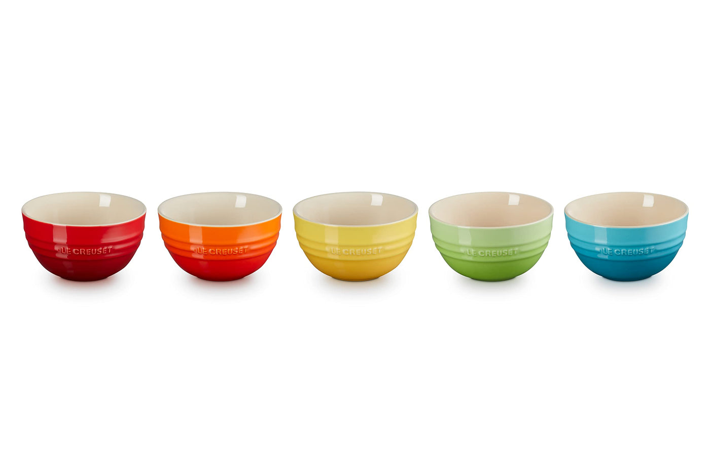 Le Creuset 12cm Rainbow Rice Bowls Pack of 5 Microwave Oven Safe