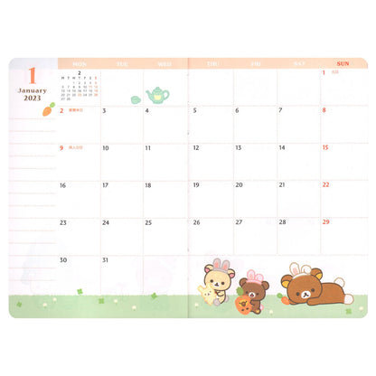 San-X Rilakkuma Pocket Schedule Collection Wide Notebook Thread-Bound Me67109- Japan Figure Store - #1 Bring To You The Best Japanese Goods
