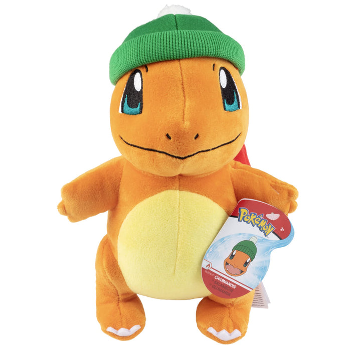 Pokemon 8-Inch Holiday Charmander Plush with Winter Hat - Perfect Gift for Kids