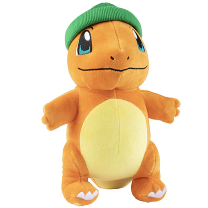 Pokémon Charmander en peluche de 20 cm (8 pouces) en édition de Noël avec chapeau d'hiver - Cadeau idéal pour les enfants