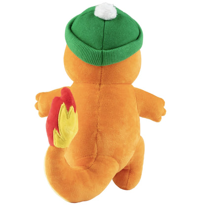 Pokémon Charmander en peluche de 20 cm (8 pouces) en édition de Noël avec chapeau d'hiver - Cadeau idéal pour les enfants