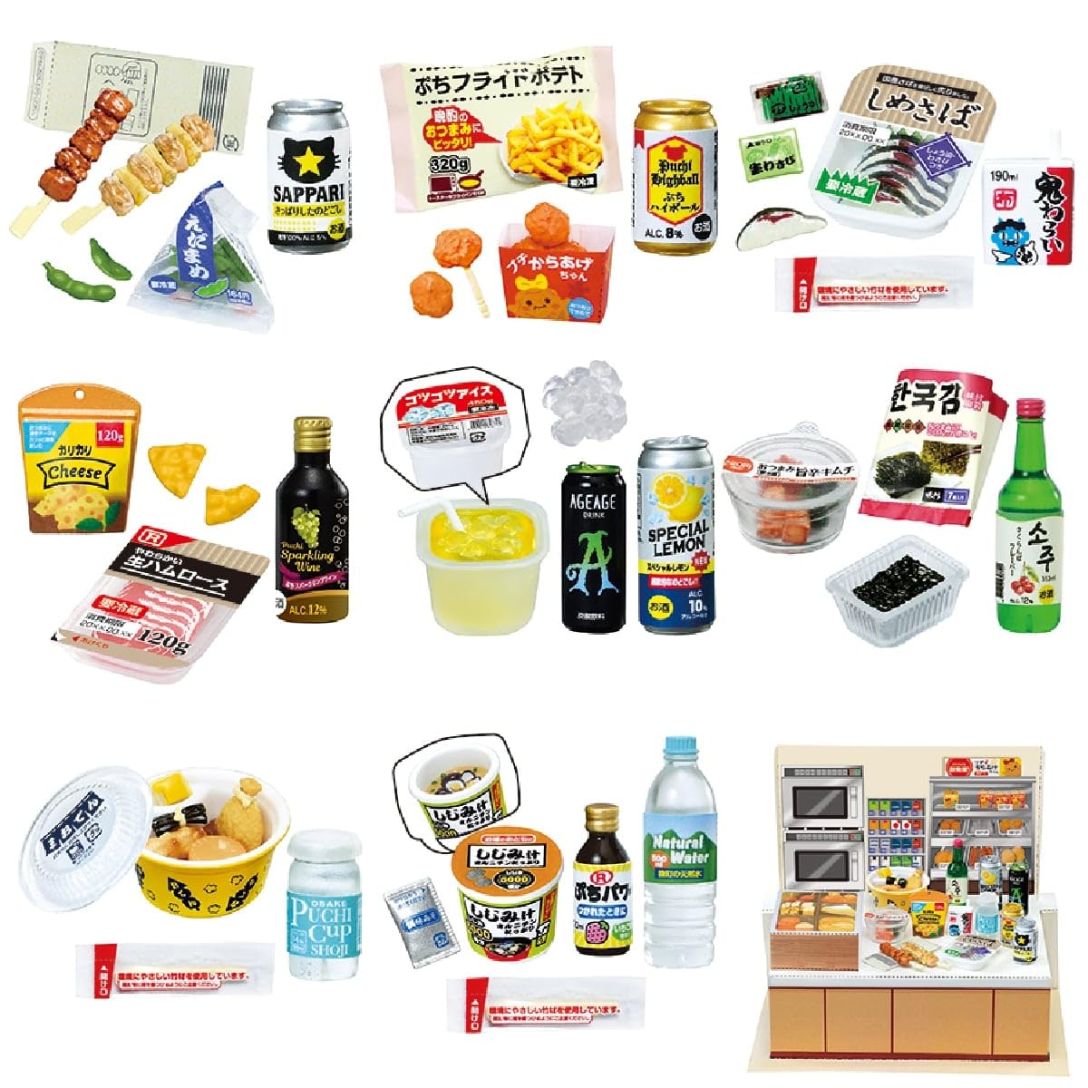 Re-Ment Convenience Store Light Drink Box PVC ABS H80xW70xD40mm Model Kit