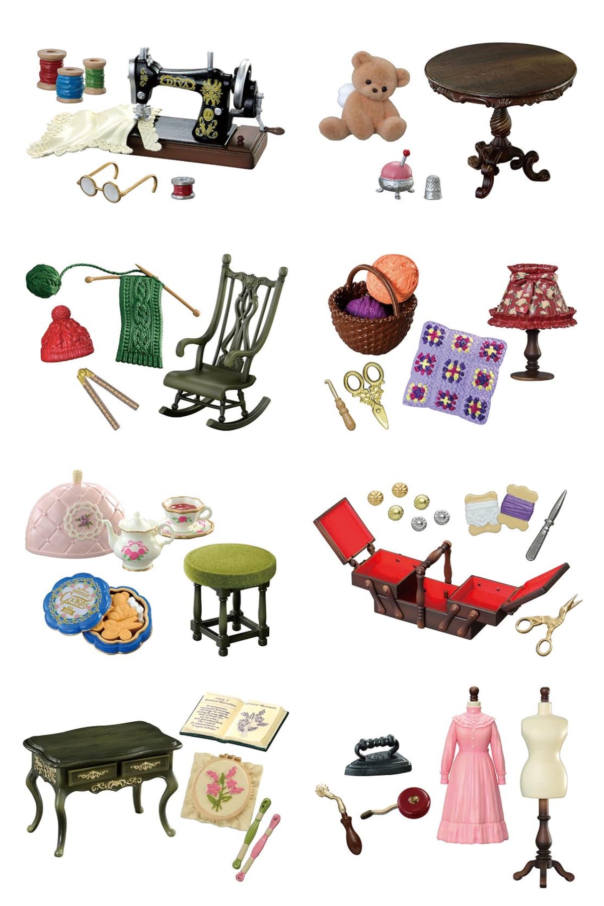 Re-Ment Petit Sample Series Grandmas Craft Room PVC ABS Mini Set H115xW70xD60mm