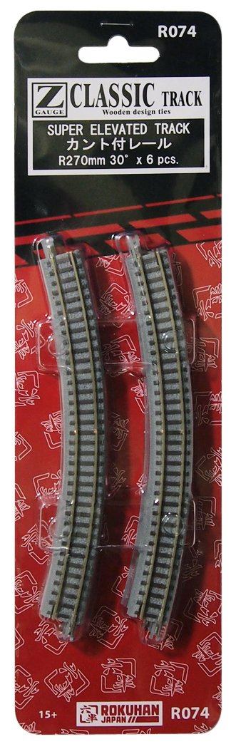 Rokuhan Z Gauge R074 – R270-30° Canted Rail 6 Pieces Set- Japan Figure Store - #1 Bring To You The Best Japanese Goods