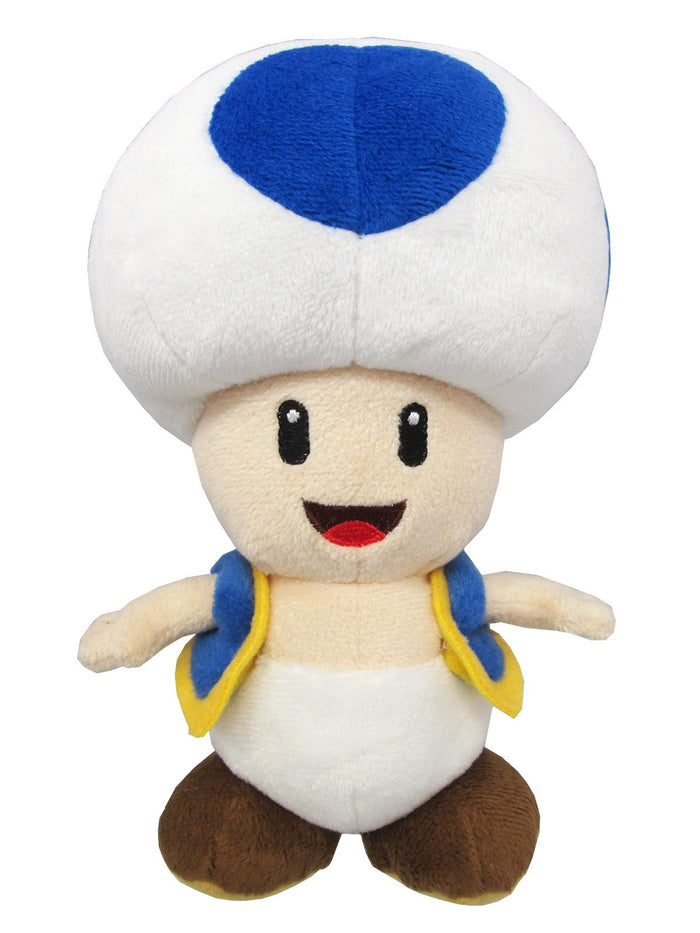 Sanei Boeki Super Mario All Star Blue Toad Plush Toy 20cm AC31- Japan Figure Store - #1 Bring To You The Best Japanese Goods