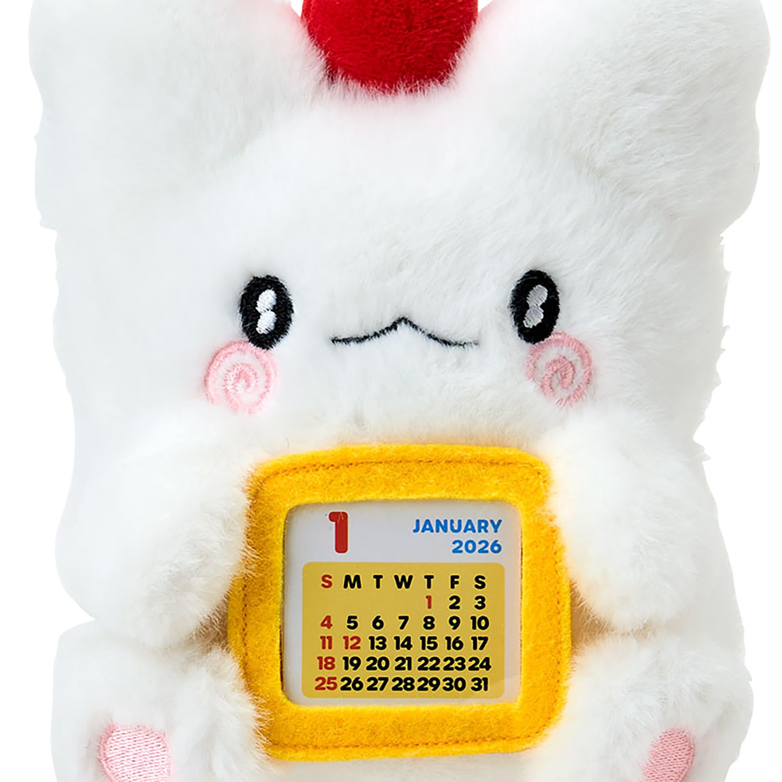 Sanrio Hanamaru Ghost 2026 Desk Calendar with Plush Polyester PVC Paper