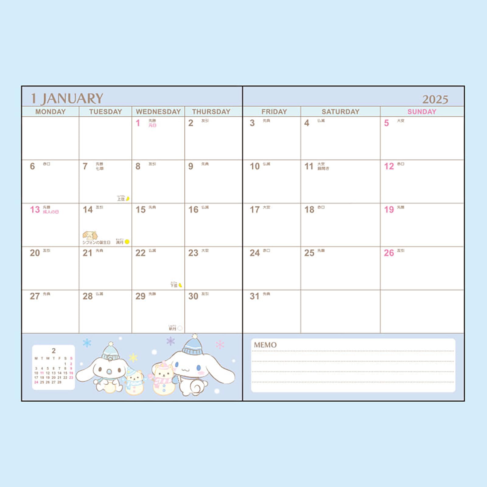Sanrio Cinnamoroll 2025 B6 Block Diary Planner with Stickers and Bookmark- Japan Figure Store - #1 Bring To You The Best Japanese Goods