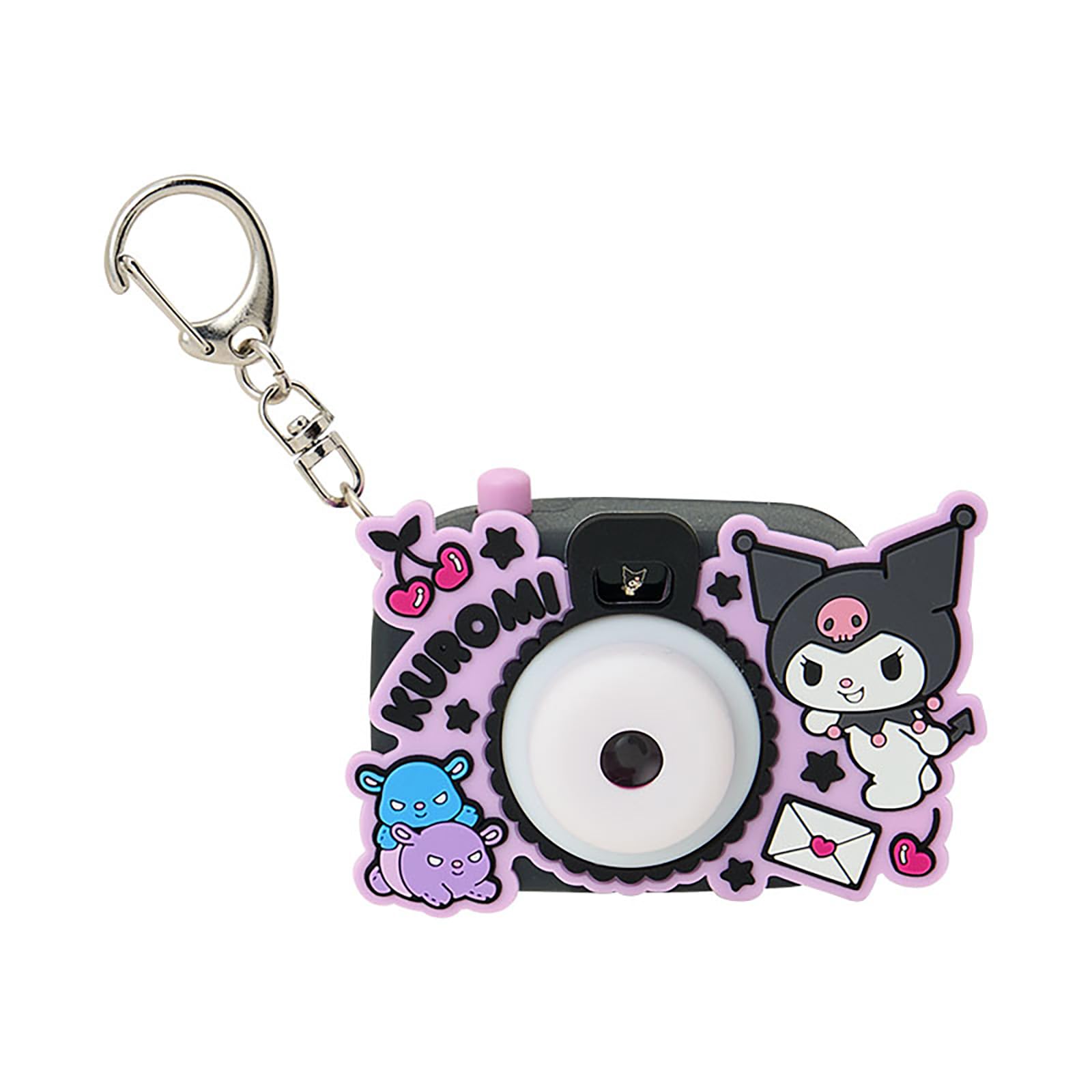 Sanrio Kuromi Porte-clés mini jouet en forme d'appareil photo lumineux en ABS et PVC