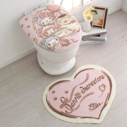 Sanrio Characters 2-Piece Toilet Set with Mat and Cover - Kitty My Melody Cinnamoroll- Japan Figure Store - #1 Bring To You The Best Japanese Goods