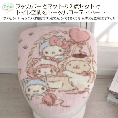 Sanrio Characters 2-Piece Toilet Set with Mat and Cover - Kitty My Melody Cinnamoroll- Japan Figure Store - #1 Bring To You The Best Japanese Goods