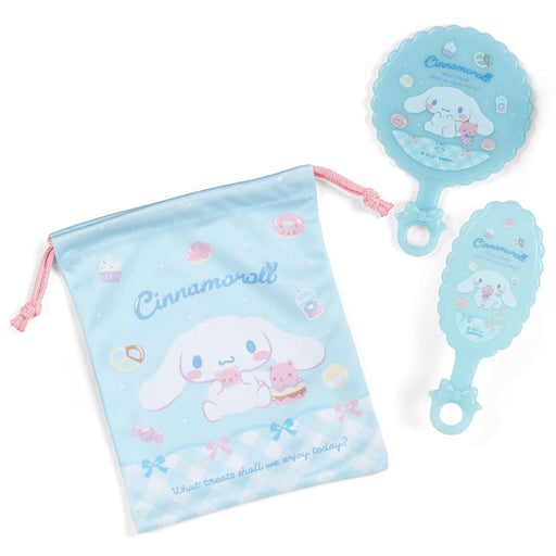Sanrio Cinnamoroll Mirror Brush Set Cute Portable Beauty Accessory- Japan Figure Store - #1 Bring To You The Best Japanese Goods
