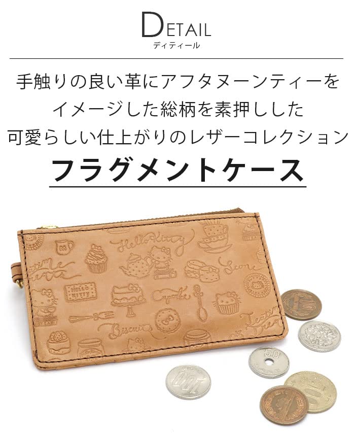 Sanrio Hello Kitty Gray Genuine Leather Mini Wallet Coin and Card Case- Japan Figure Store - #1 Bring To You The Best Japanese Goods