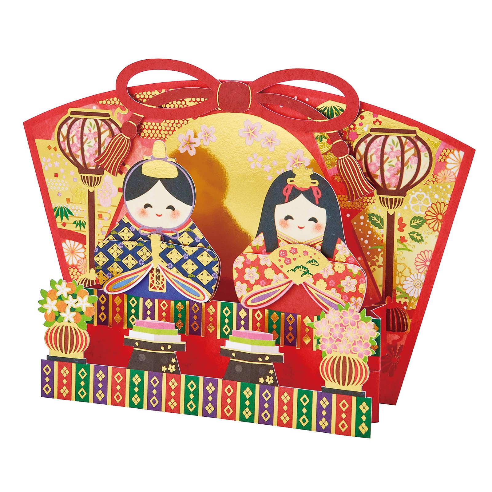 Sanrio Hinamatsuri Fan-Shaped Prince and Princess Greeting Card with Overseas Shipping- Japan Figure Store - #1 Bring To You The Best Japanese Goods