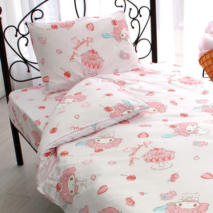 Sanrio My Melody Single Size 3-Piece Duvet Cover Set with Pillowcases & Sheets- Japan Figure Store - #1 Bring To You The Best Japanese Goods