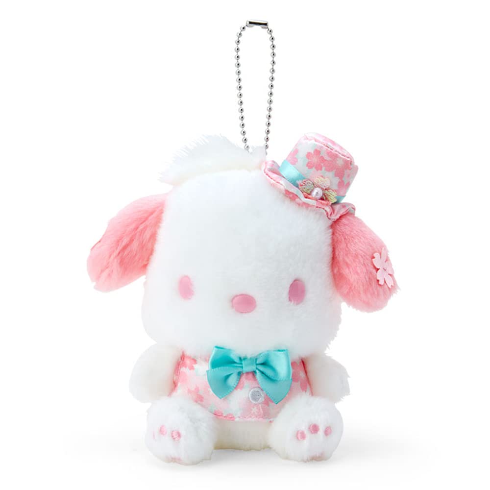 Sanrio Pochacco Sakura Dress Mascot Holder - Adorable Plush Keychain- Japan Figure Store - #1 Bring To You The Best Japanese Goods