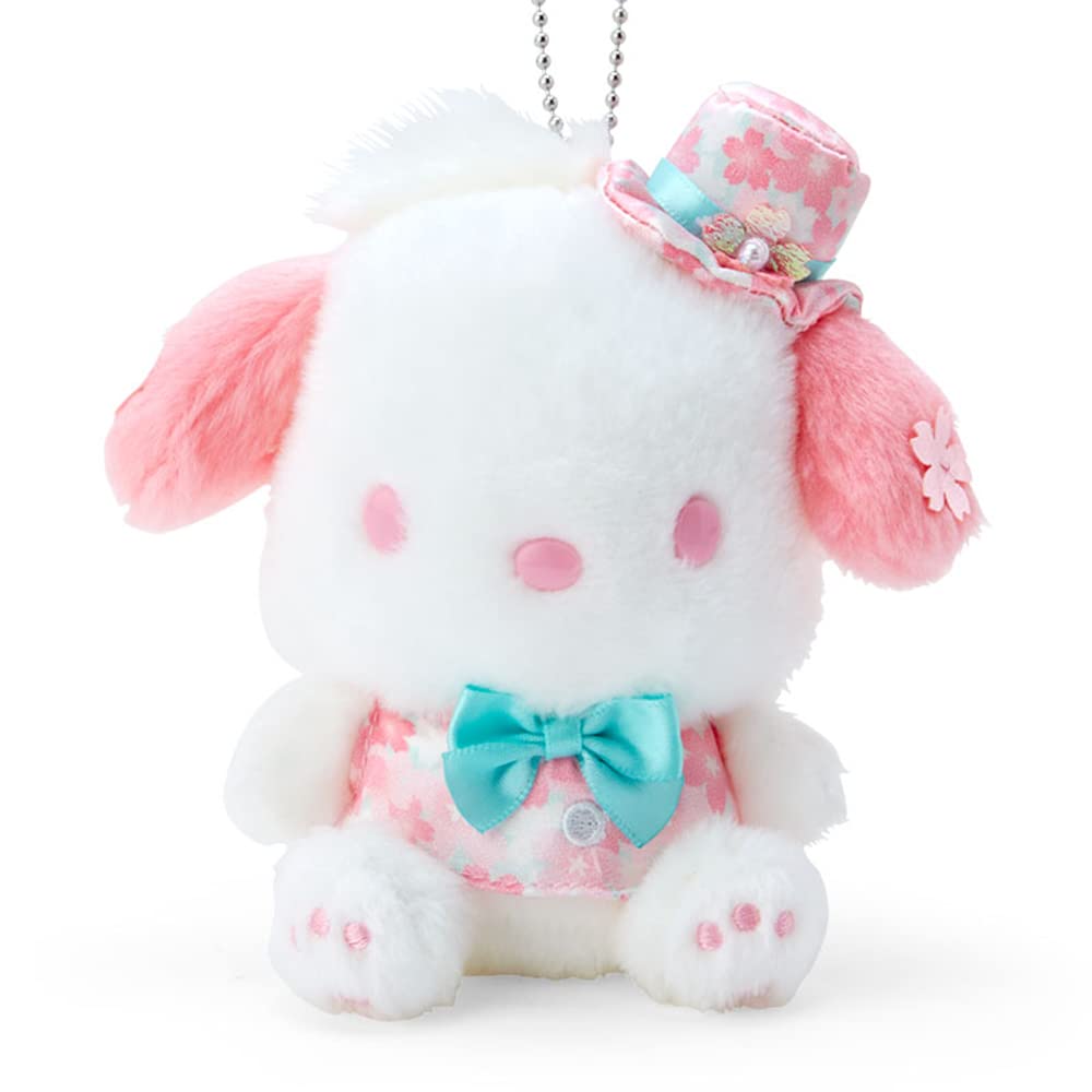 Sanrio Pochacco Sakura Dress Mascot Holder - Adorable Plush Keychain- Japan Figure Store - #1 Bring To You The Best Japanese Goods