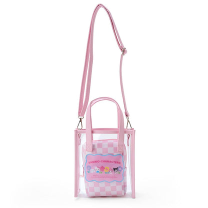 Sanrio Characters Clear Tote Bag With Shoulder Strap Pastel Checker 20x18x7 Cm- Japan Figure Store - #1 Bring To You The Best Japanese Goods
