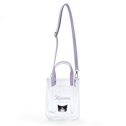 Sanrio Clear Tote Bag with Shoulder Strap 21x17x7.5 cm Kuromi Design- Japan Figure Store - #1 Bring To You The Best Japanese Goods