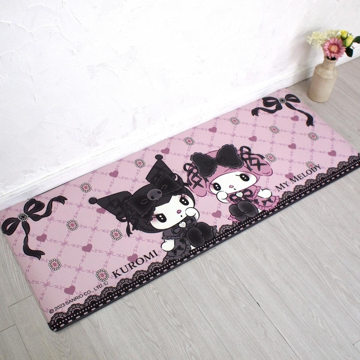 Sanrio Midnight Mero My Melody Kuromi PVC Kitchen Mat 45x120cm Water Repellent- Japan Figure Store - #1 Bring To You The Best Japanese Goods