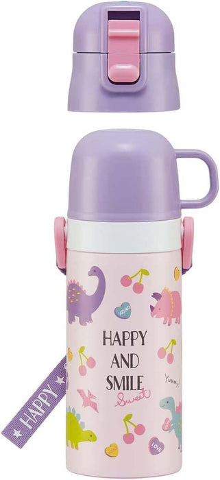 Skater Kids Stainless Steel 2-Way Water Bottle & Cup - Happy Smile Design 350ml for Girls- Japan Figure Store - #1 Bring To You The Best Japanese Goods