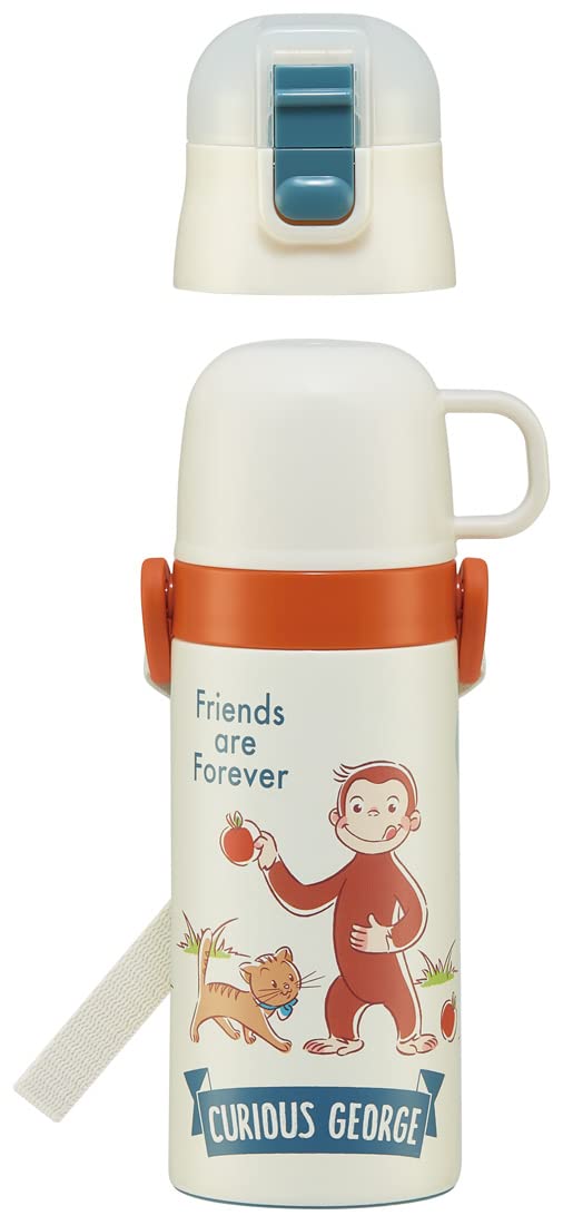 Skater Curious George 2-Way Kids Water Bottle Stainless Steel 350ml with Straw- Japan Figure Store - #1 Bring To You The Best Japanese Goods