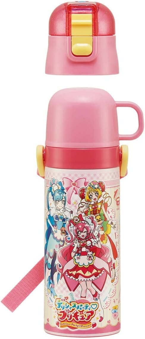 Skater Kids 2-Way Stainless Steel Water Bottle with Cup 430ml Delicious Precure Design- Japan Figure Store - #1 Bring To You The Best Japanese Goods